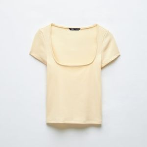 Zara square neck ribbed top